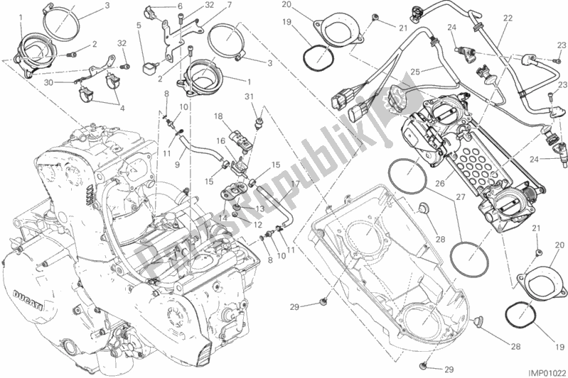 Wszystkie części do Korpus Przepustnicy Ducati Monster 1200 USA 2018